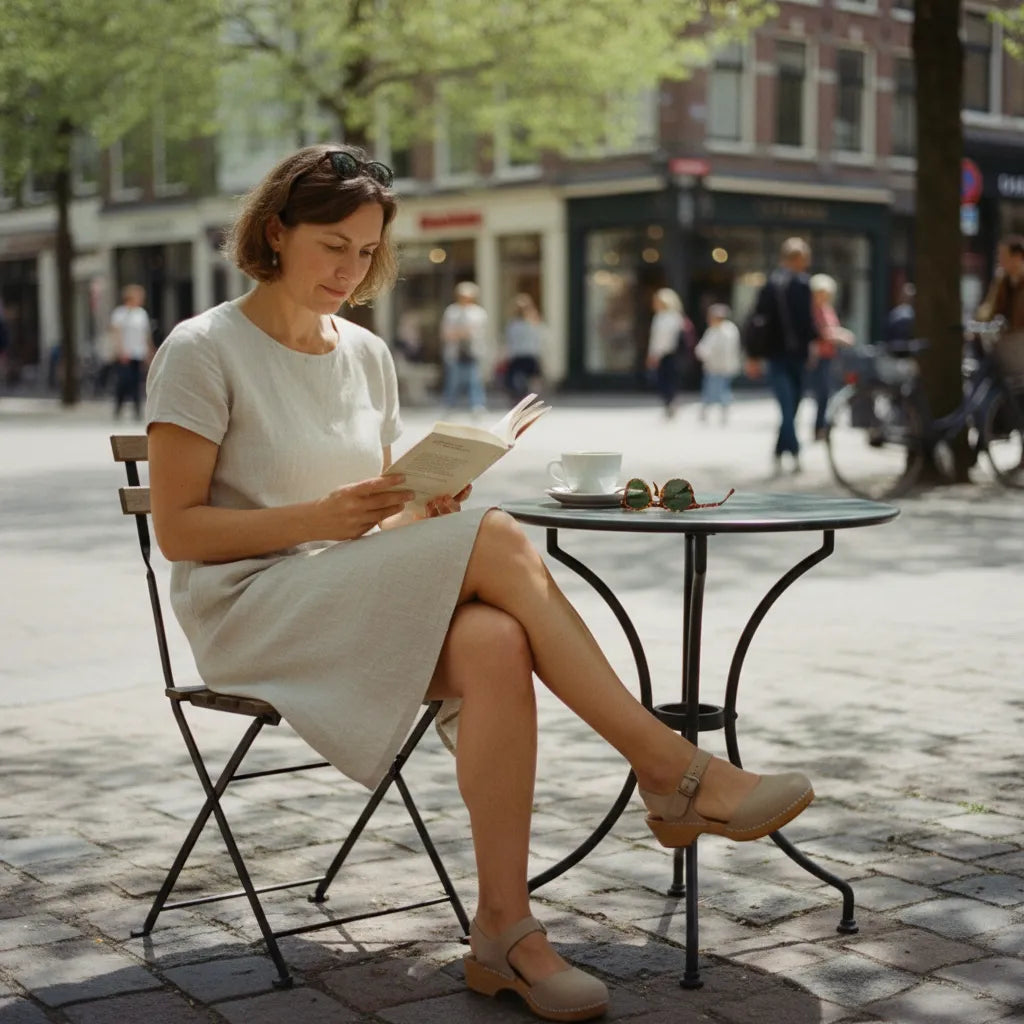 Joy damesplateauklompen met enkelbandje