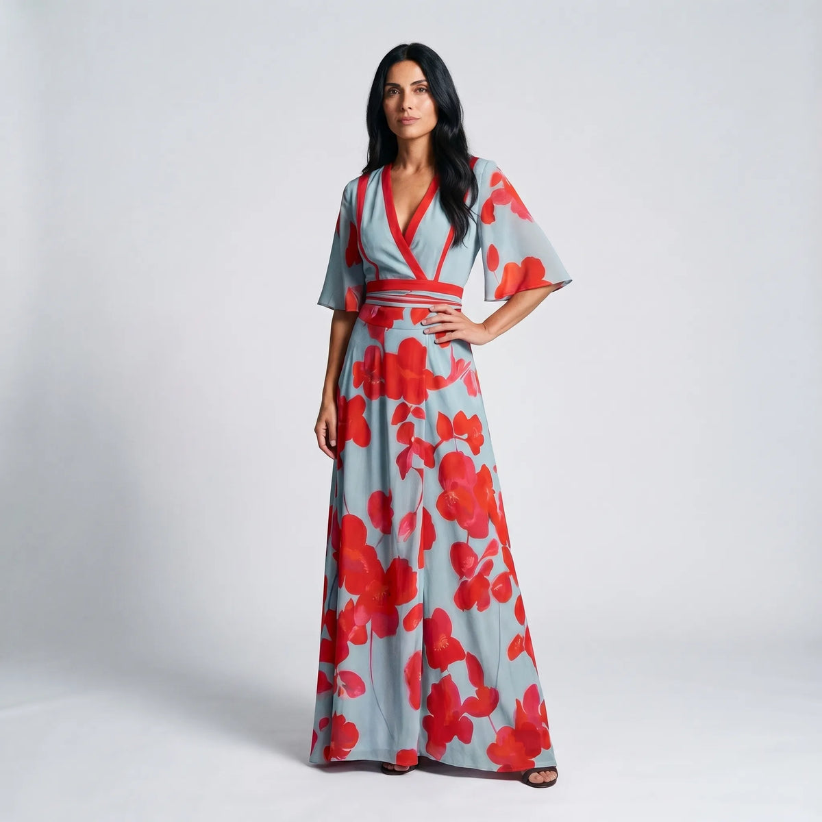 Juliette maxioverslagjurk voor dames met bloemenprint