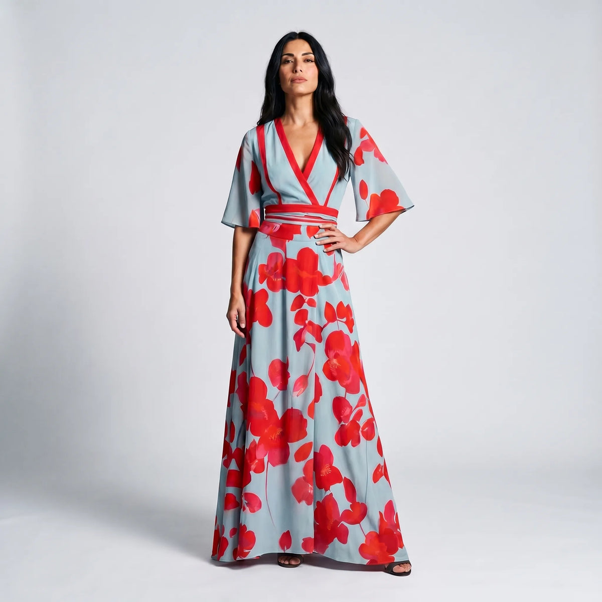 Juliette maxioverslagjurk voor dames met bloemenprint
