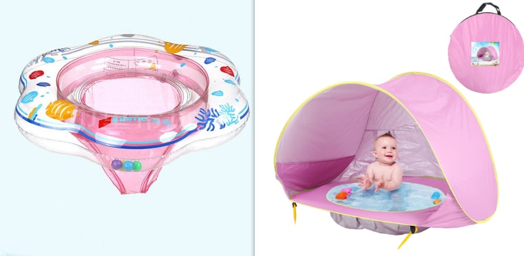 Kinderstrandtent met pop-up zonwering waterdichte koepeltent met ingebouwd zwembadje