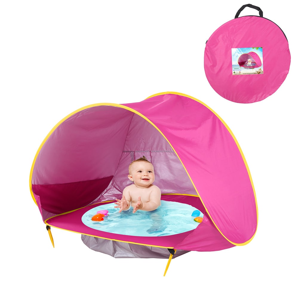 Kinderstrandtent met pop-up zonwering waterdichte koepeltent met ingebouwd zwembadje