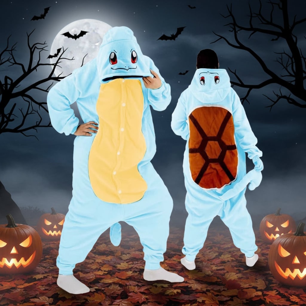 Halloween onesie-pyjama voor kinderen met personagekap en fleece voor kostuumfeest