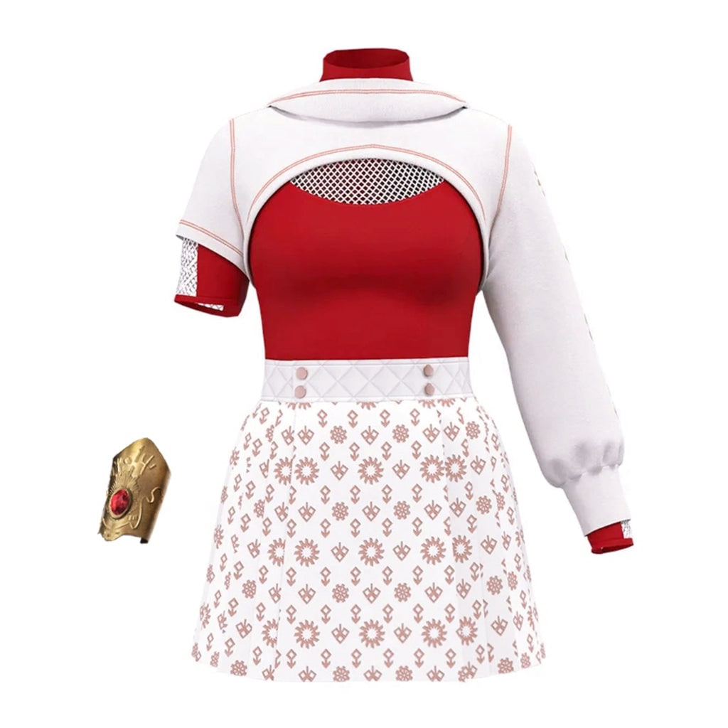 Halloween cosplay anime-kostuum voor kinderen met rode top met hoge hals en plooirok, synthetisch