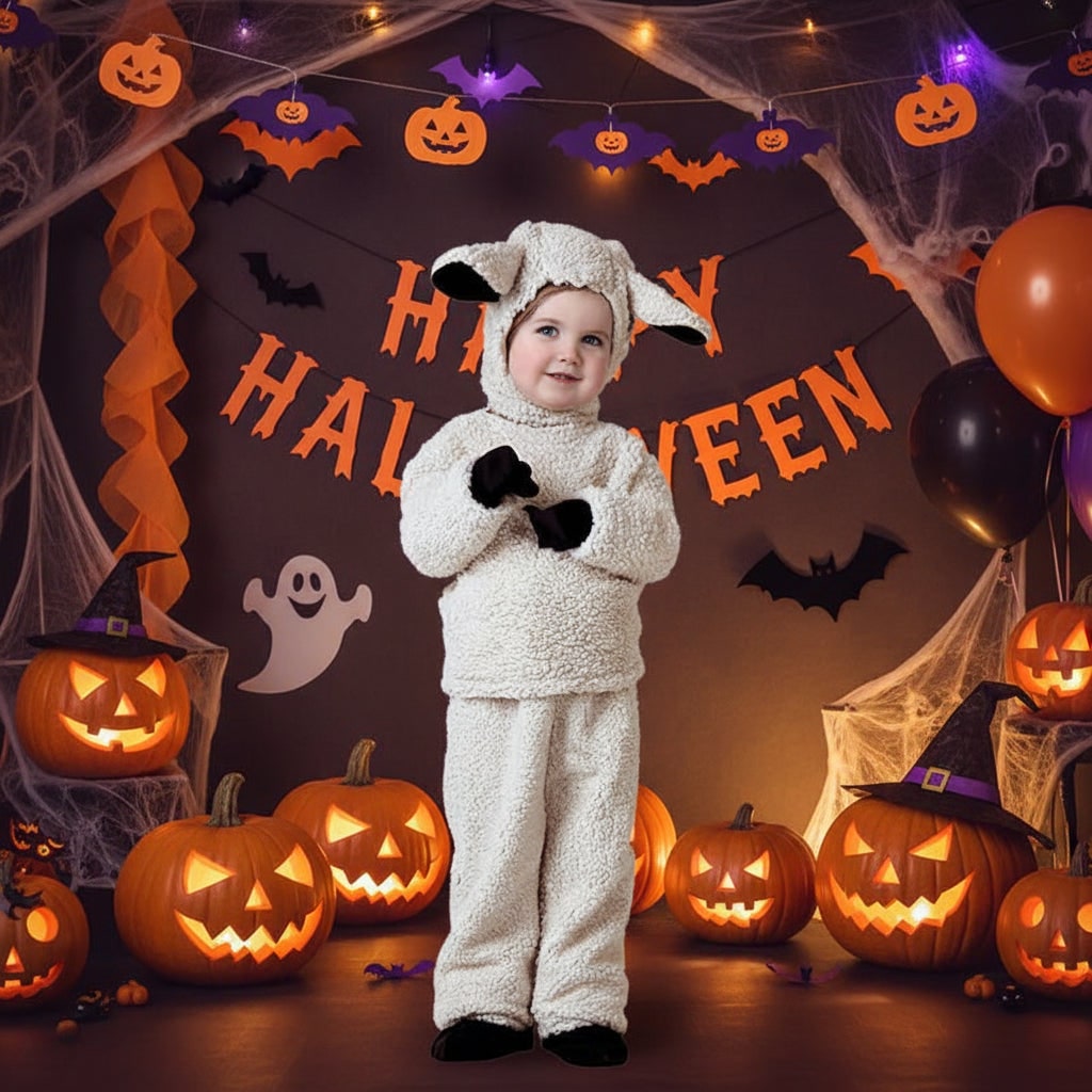 Halloween dierenkostuum voor kinderen met pluche fleece kap, wanten en schoenhoesjes