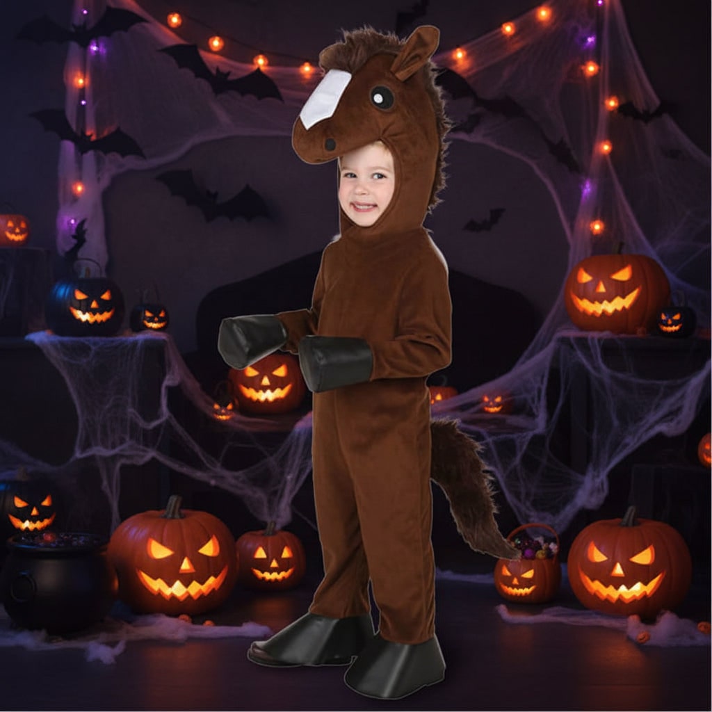 Halloween dierenkostuum voor kinderen met pluche fleece kap, wanten en schoenhoesjes