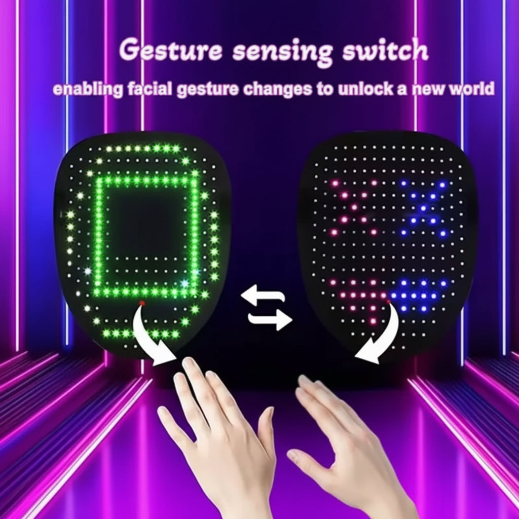 Halloween rood licht LED-masker voor kinderen met gebarenbediening voor feestkostuum en thuisgebruik