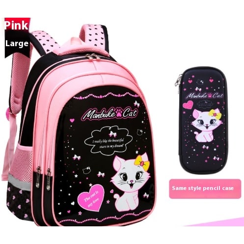 Kinderrugzak met lunchbox set met bijpassend etui cartoonkat print waterdicht en tas combo