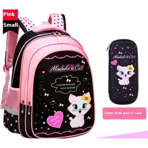 Kinderrugzak met lunchbox set met bijpassend etui cartoonkat print waterdicht en tas combo