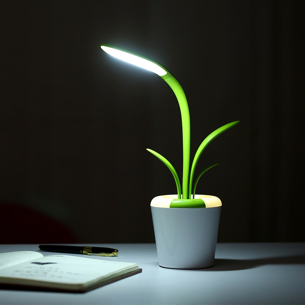 Plantenbureaulamp met LED-licht flexibele zwanenhals oplaadbare batterij en USB-opladen