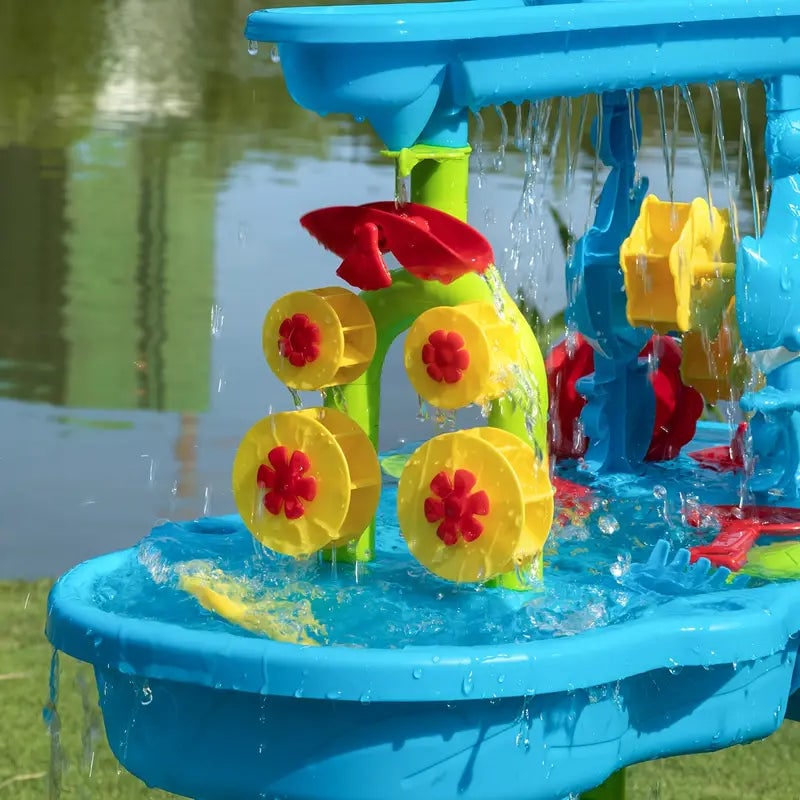 Zand- en watertafel voor kinderen met 15 accessoires en ontwerp met meerdere niveaus