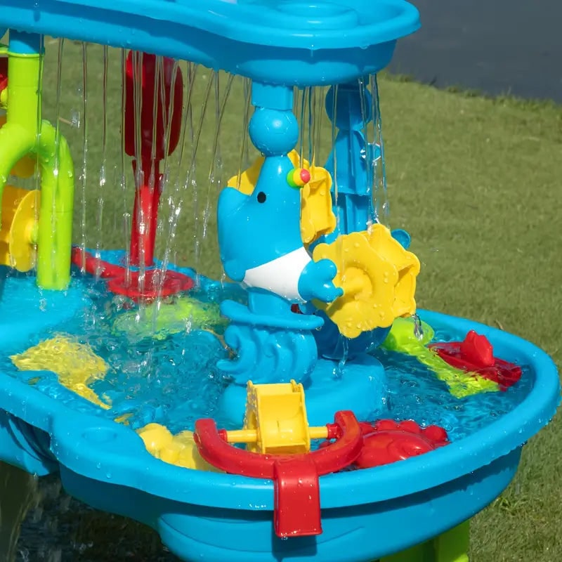 Zand- en watertafel voor kinderen met 15 accessoires en ontwerp met meerdere niveaus