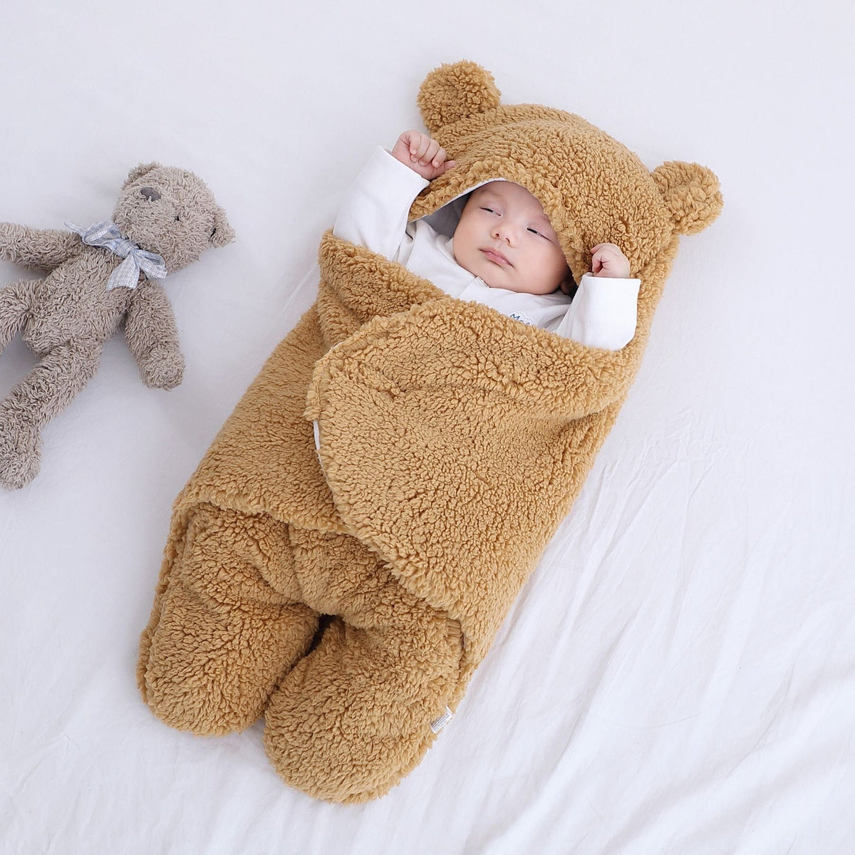 Babyslaapzak inbakerdeken voor kinderen met capuchon en gespleten beenvakken, draagbare slaapzak voor baby's
