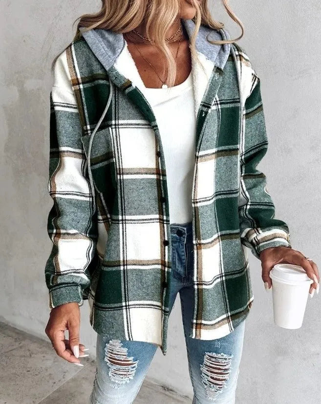 Kim geruit oversized overhemdjasje voor dames