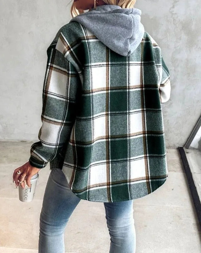 Kim geruit oversized overhemdjasje voor dames