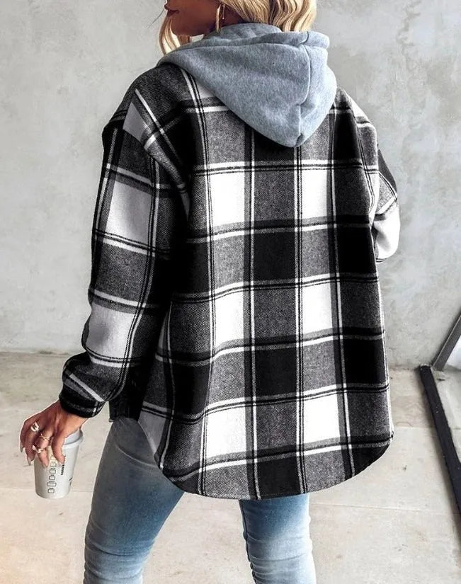 Kim geruit oversized overhemdjasje voor dames
