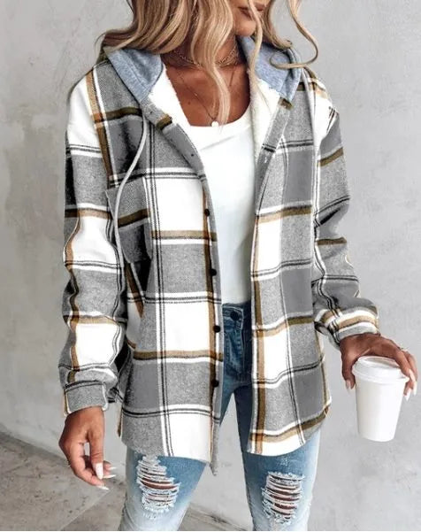 Kim geruit oversized overhemdjasje voor dames