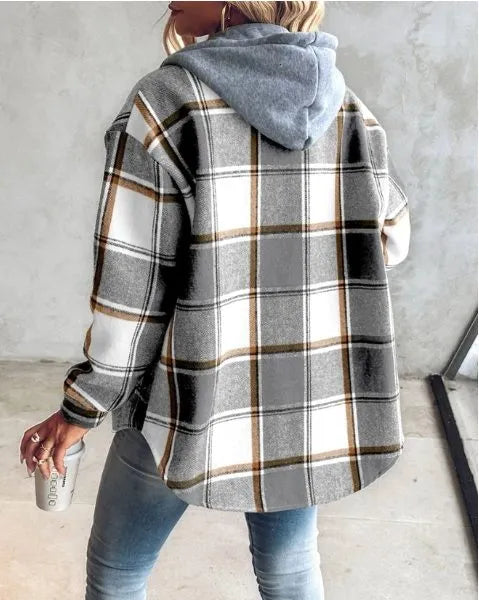 Kim geruit oversized overhemdjasje voor dames