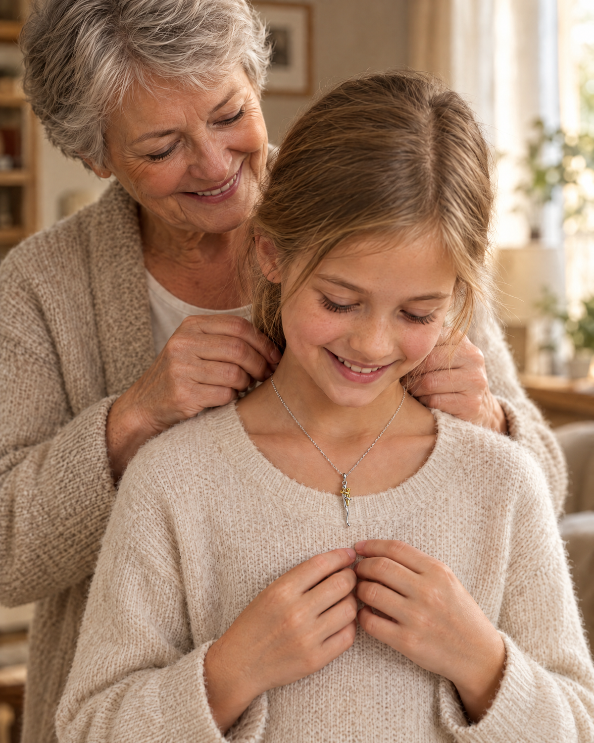 Hanger-ketting voor dochter of kleinkind in zilver- en goudkleur
