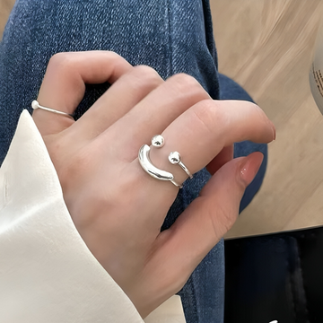Smiley-verstelbare ring - Minimalistische, stapelbare statement-ring