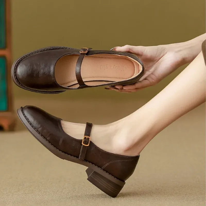 Laure leren Mary Jane-loafers voor dames