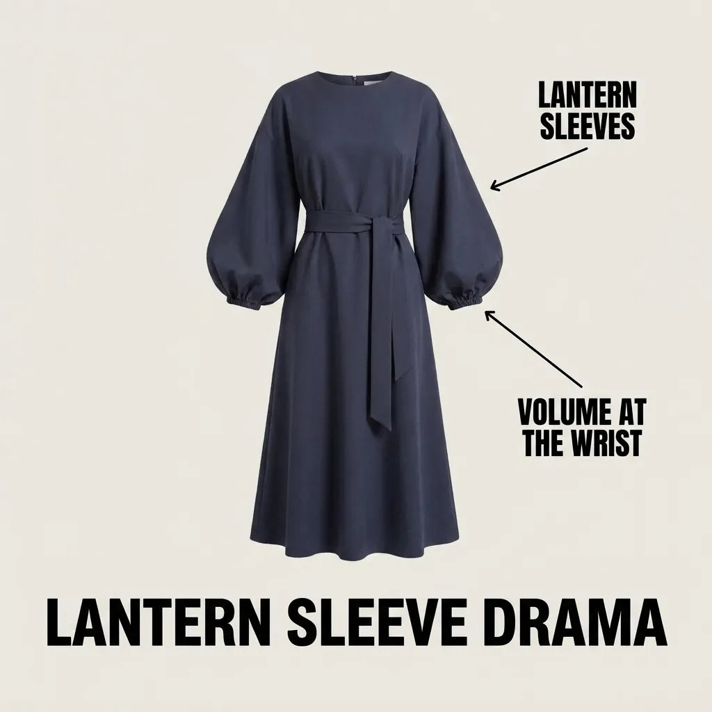 Laurel midijurk voor dames met ceintuur en lantaarnmouwen