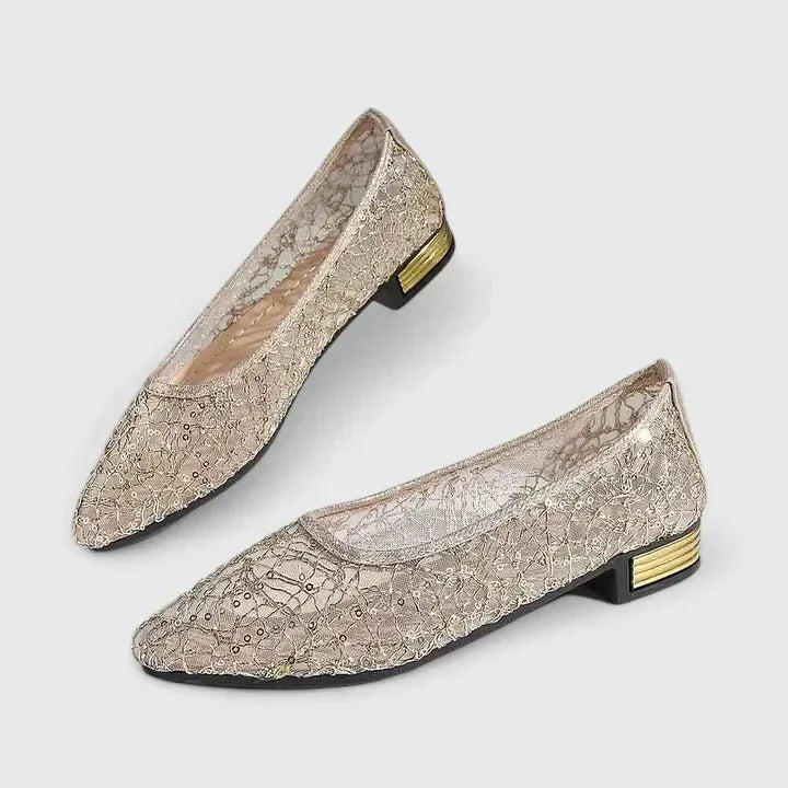Laya kanten platte damesschoenen met spitse neus