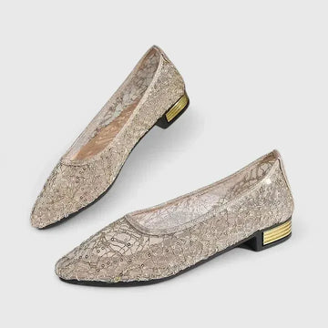 Laya kanten platte damesschoenen met spitse neus