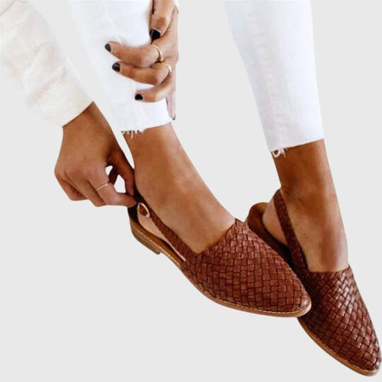 Leah geweven loafers met open neus voor dames