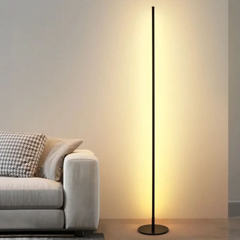 LED-vloerlamp zwart dimbaar minimalistisch met slanke metalen stang en warmwit licht