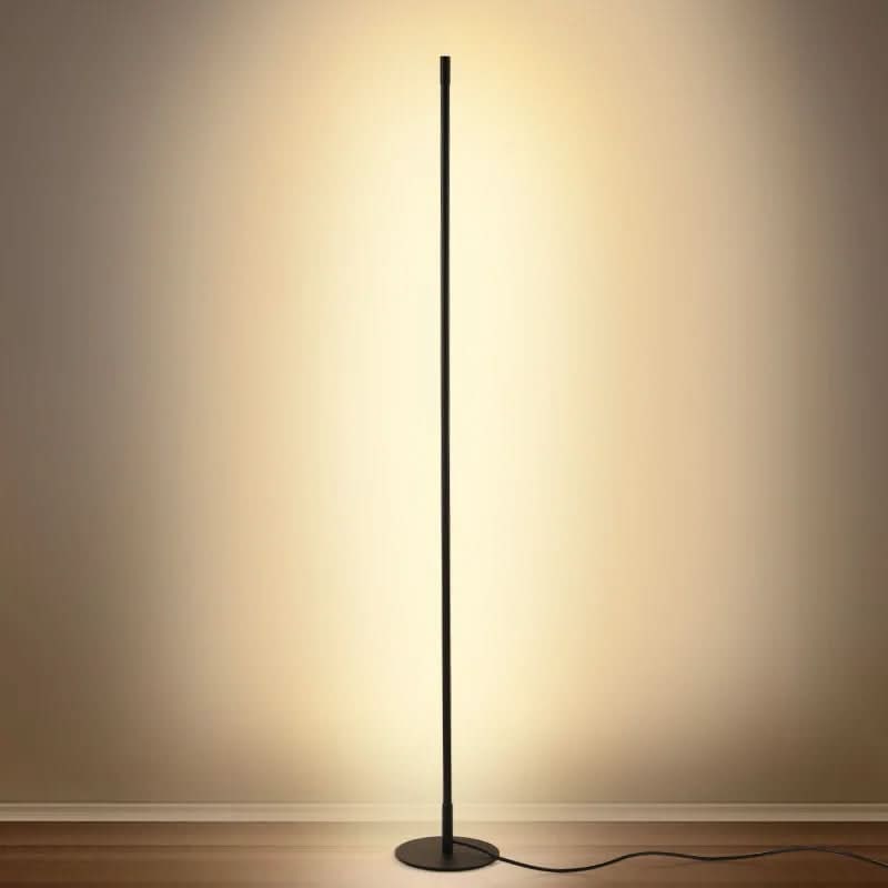 LED-vloerlamp zwart dimbaar minimalistisch met slanke metalen stang en warmwit licht