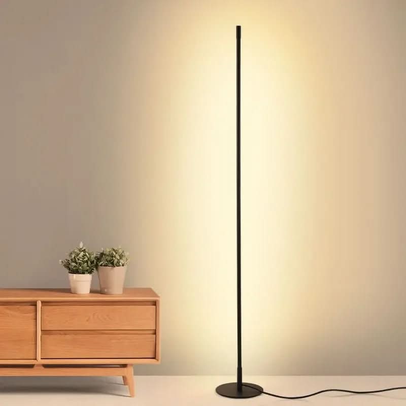 LED-vloerlamp zwart dimbaar minimalistisch met slanke metalen stang en warmwit licht