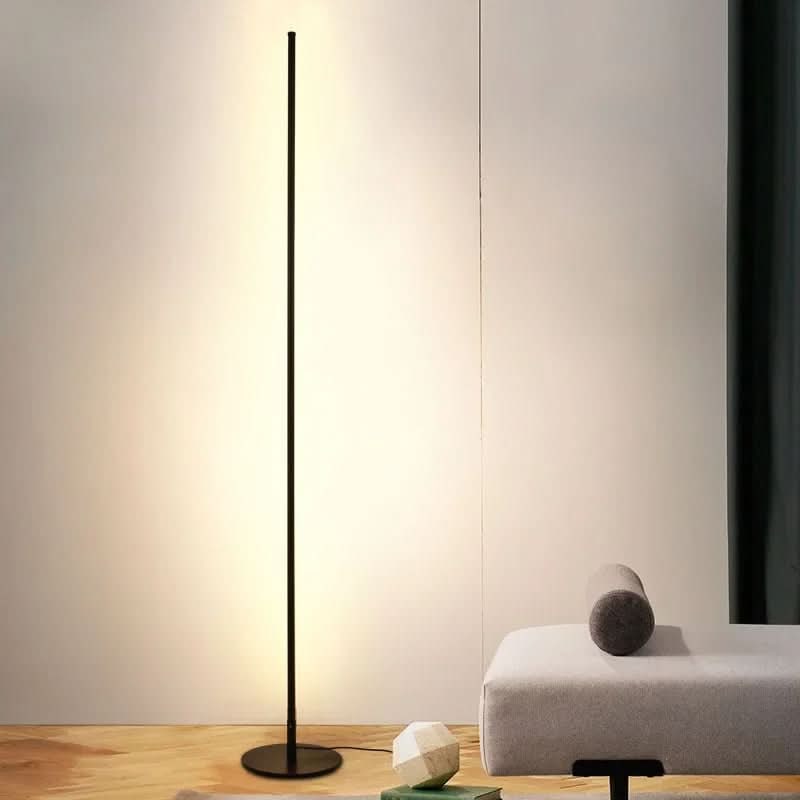 LED-vloerlamp zwart dimbaar minimalistisch met slanke metalen stang en warmwit licht