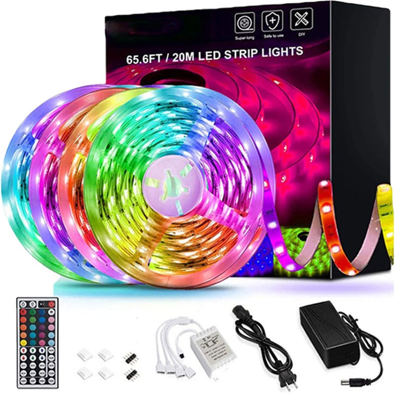 LED-strips RGB kleurwisselend met afstandsbediening en flexibele tape-diodes voor kamerdecoratie