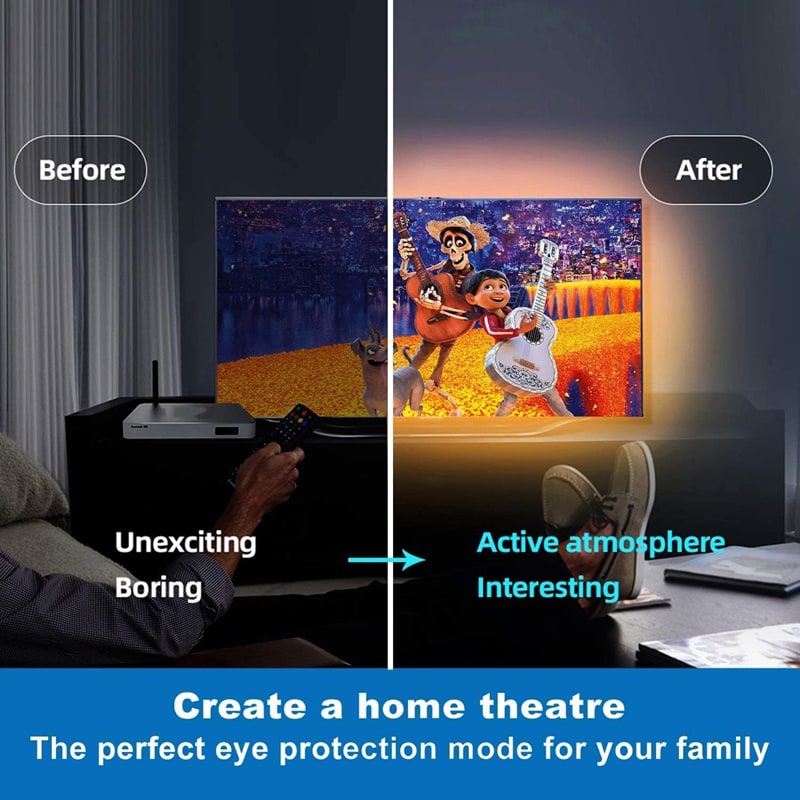 LED-strips RGB kleurwisselend met afstandsbediening en flexibele tape-diodes voor kamerdecoratie
