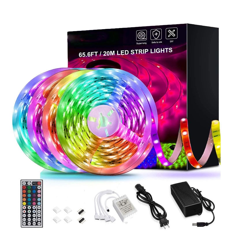 LED-strips RGB kleurwisselend met afstandsbediening en flexibele tape-diodes voor kamerdecoratie