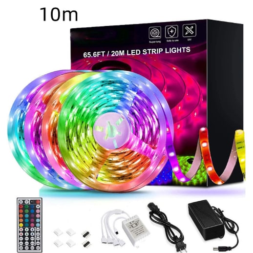 LED-strips RGB kleurwisselend met afstandsbediening en flexibele tape-diodes voor kamerdecoratie