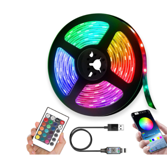 Ledstrip RGB met afstandsbediening, USB, flexibel, kleurwisselend, voor verlichting onder kastjes