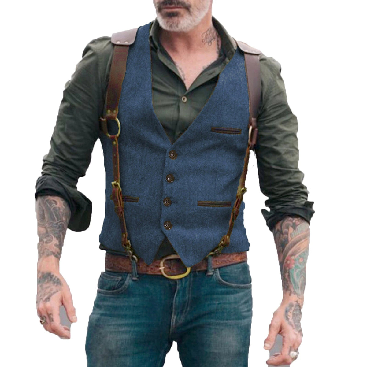 Heren Gilet in Herringbone Stijl