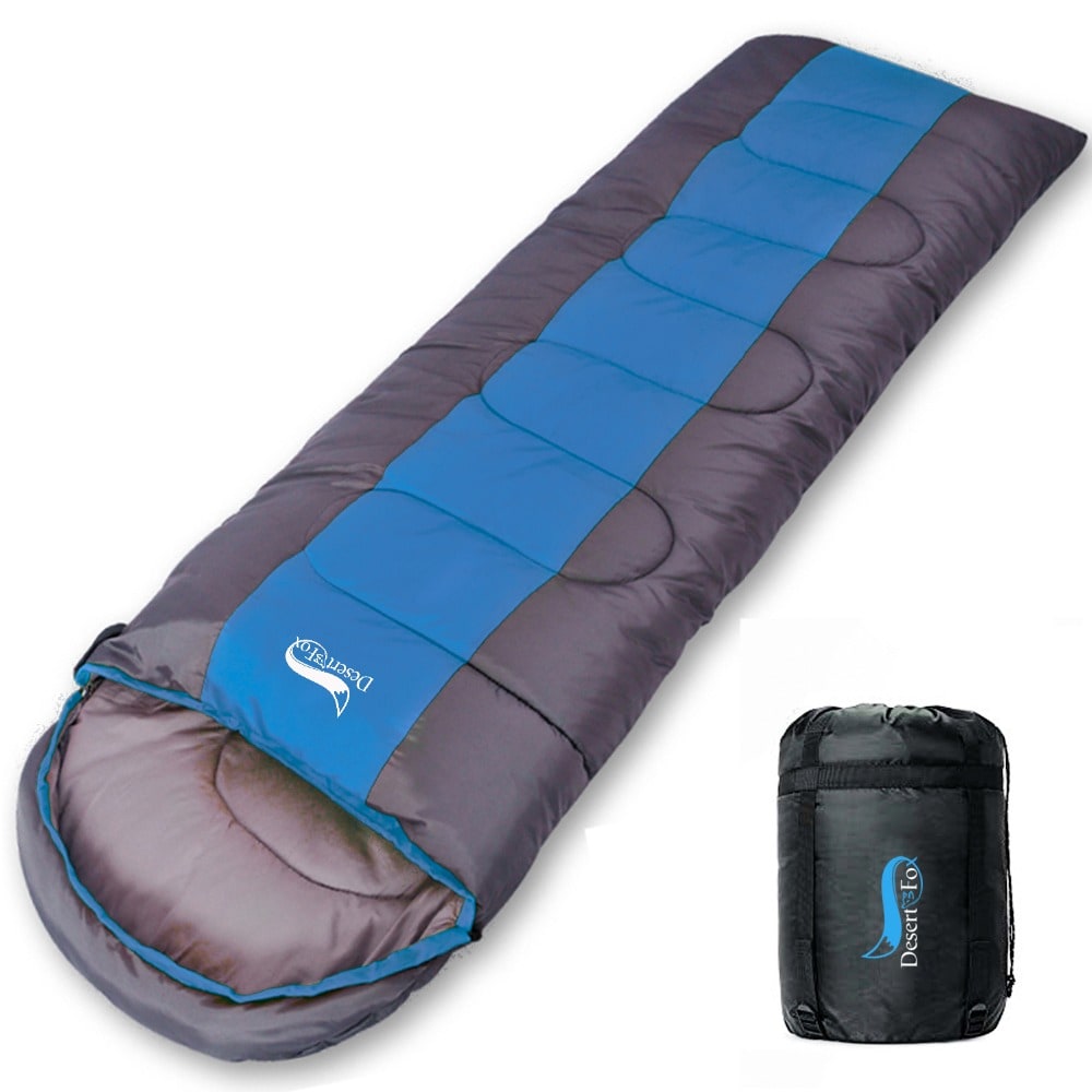 Lichtgewicht slaapzak met capuchon voor wandelen en kamperen, envelopmodel bivakzak met compressiezak