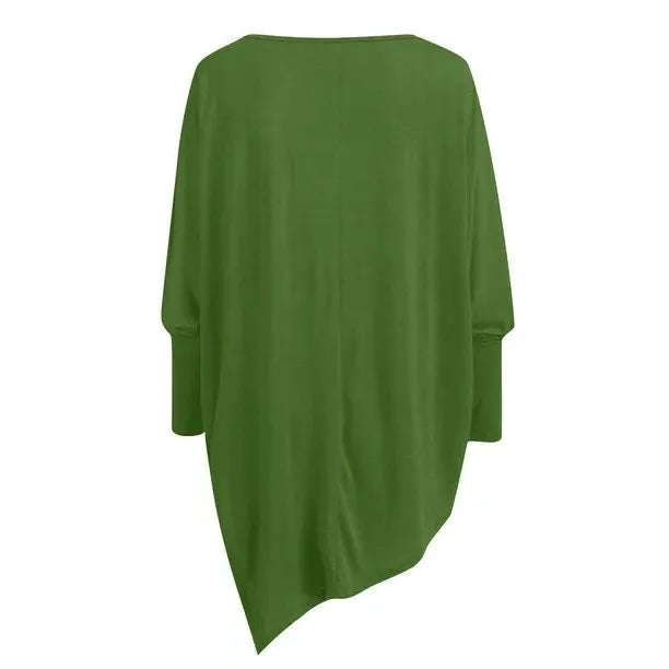 Lili asymmetrische damestop met lange mouwen