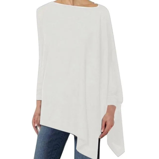 Lili asymmetrische damestop met lange mouwen