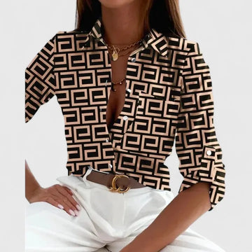 Lisette damesblouse met knoopsluiting en lange mouwen