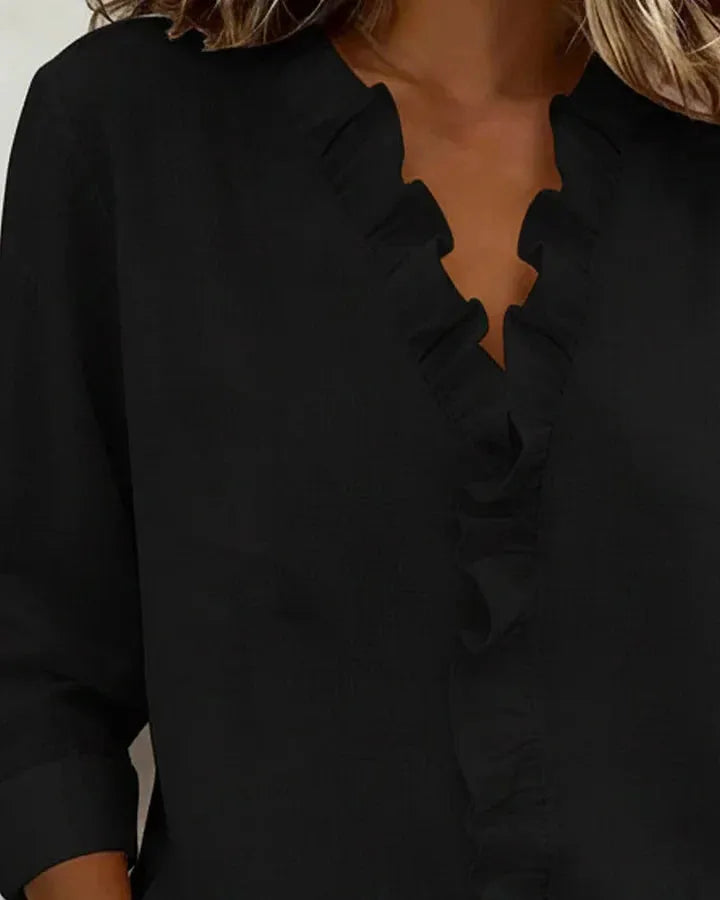Livia blouse met V-hals en ruches voor dames