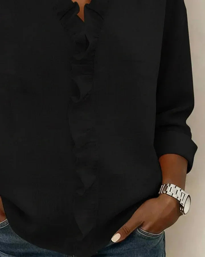 Livia blouse met V-hals en ruches voor dames