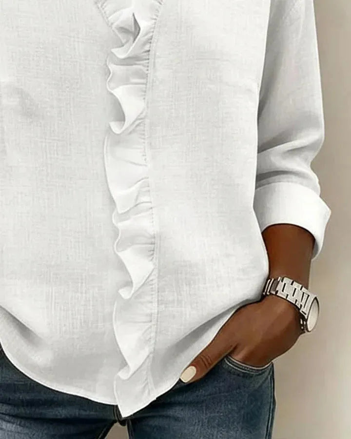 Livia blouse met V-hals en ruches voor dames