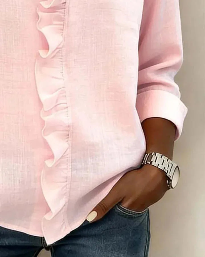 Livia blouse met V-hals en ruches voor dames