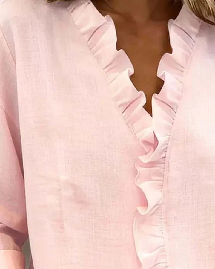 Livia blouse met V-hals en ruches voor dames