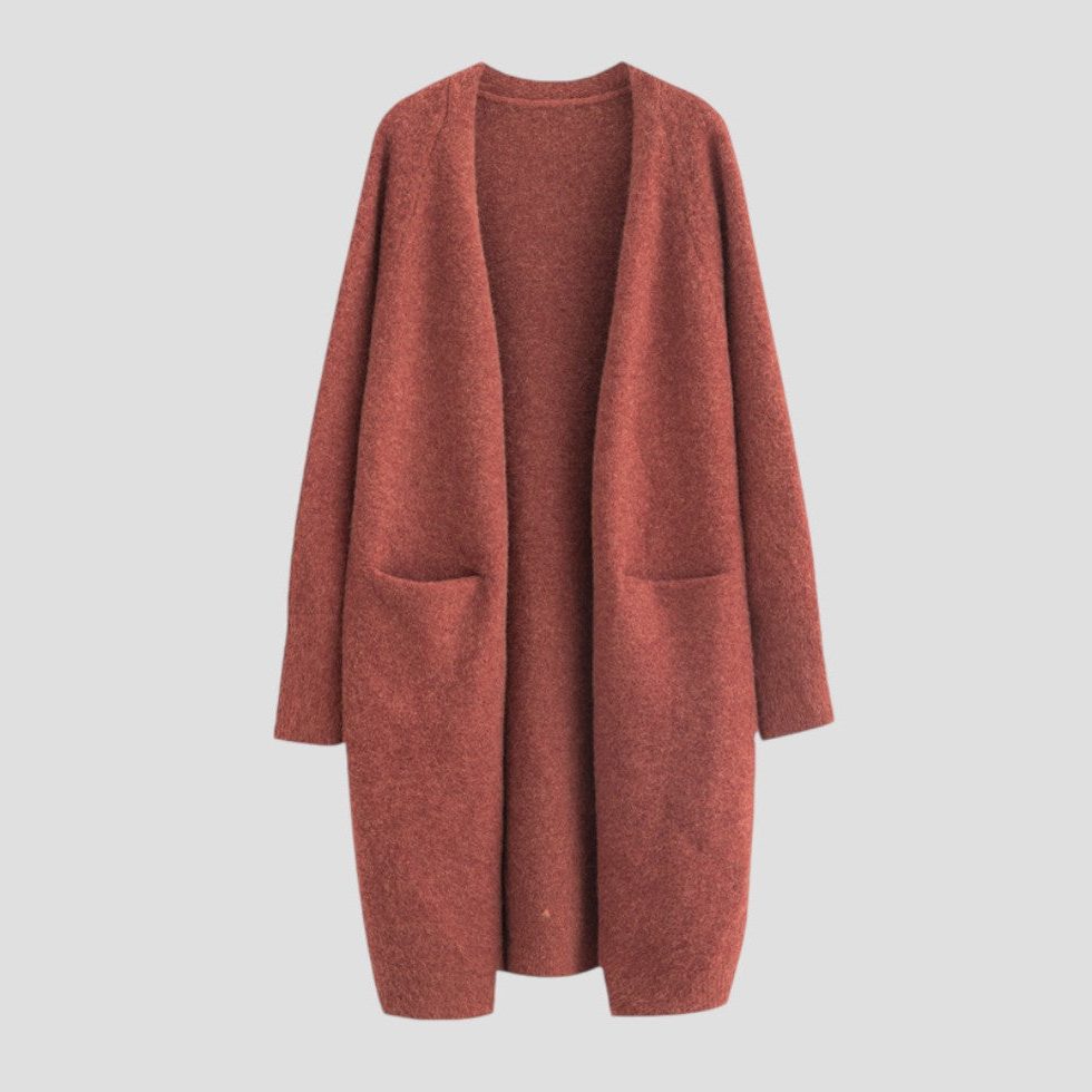 Lang open cashmere vest voor dames
