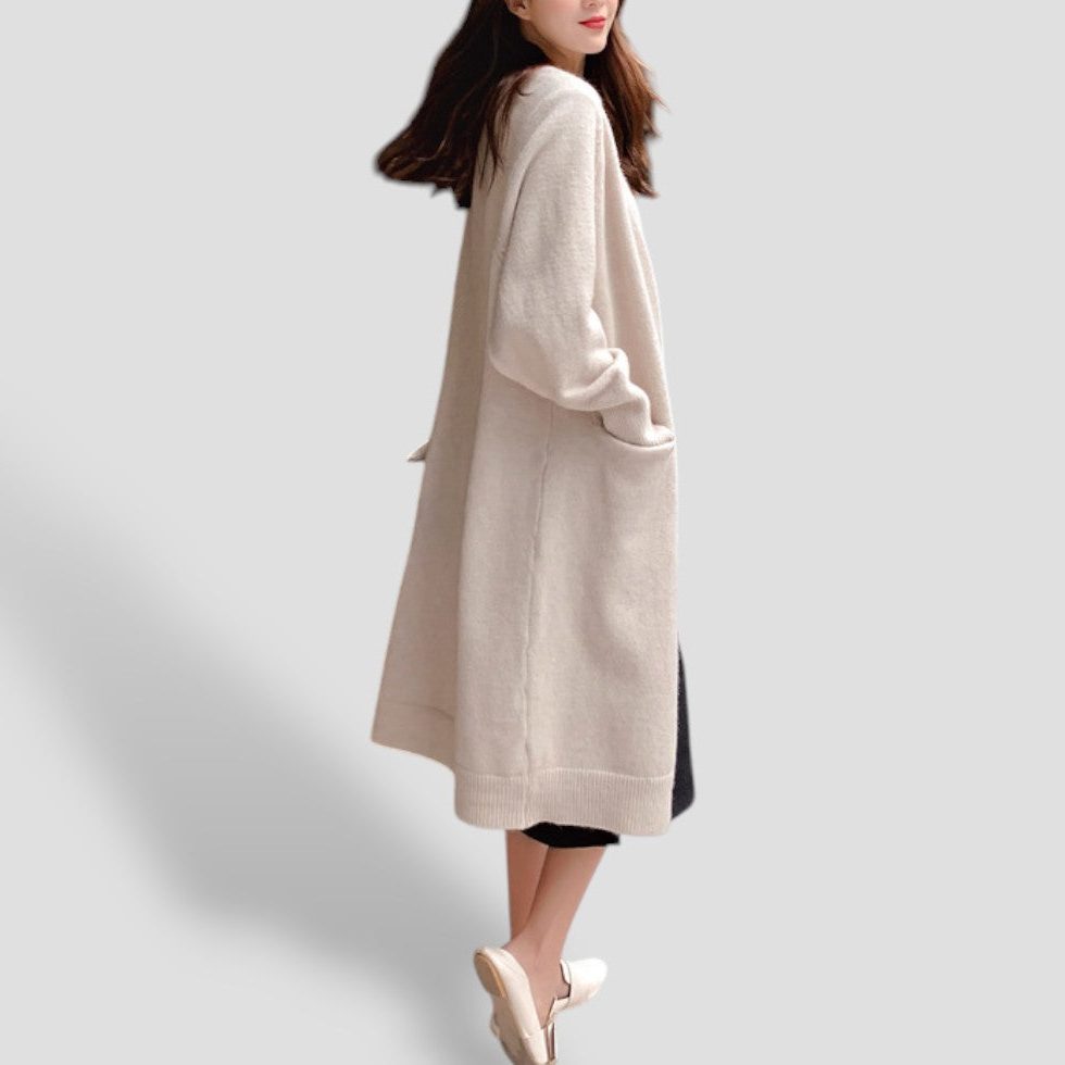 Lang open cashmere vest voor dames