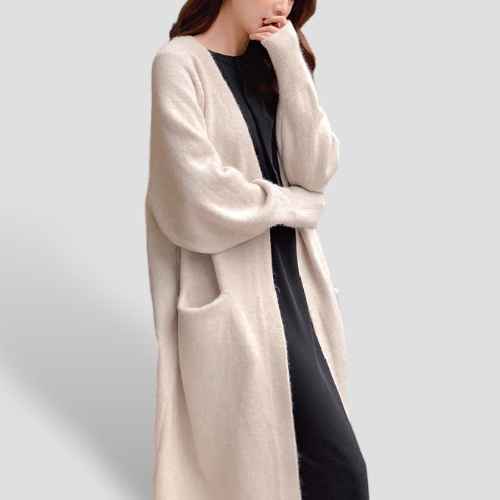 Lang open cashmere vest voor dames